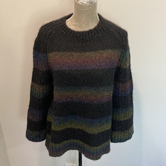 RAQUEL ALLEGRA SWEATER RAINBOW STRIPED ALPACA KNIT PULLOVER​​​​​​​ - Picture 12 of 15
